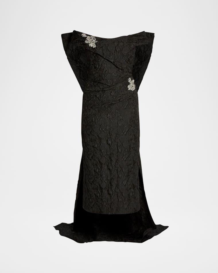 Crystal Off-The-Shoulder Cape Midi Cocktail Dress by ERDEM
