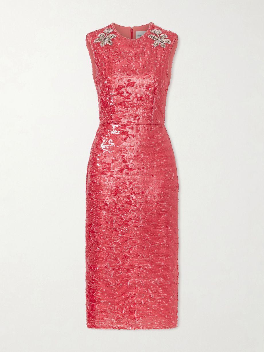 Crystal-embellished sequined satin midi dress by ERDEM