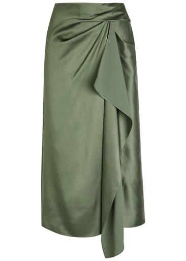 Draped satin midi skirt by ERDEM