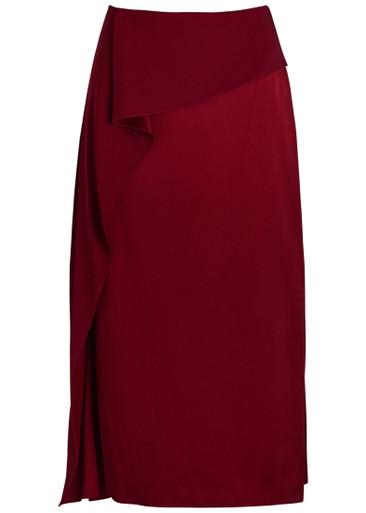 Draped satin midi skirt by ERDEM