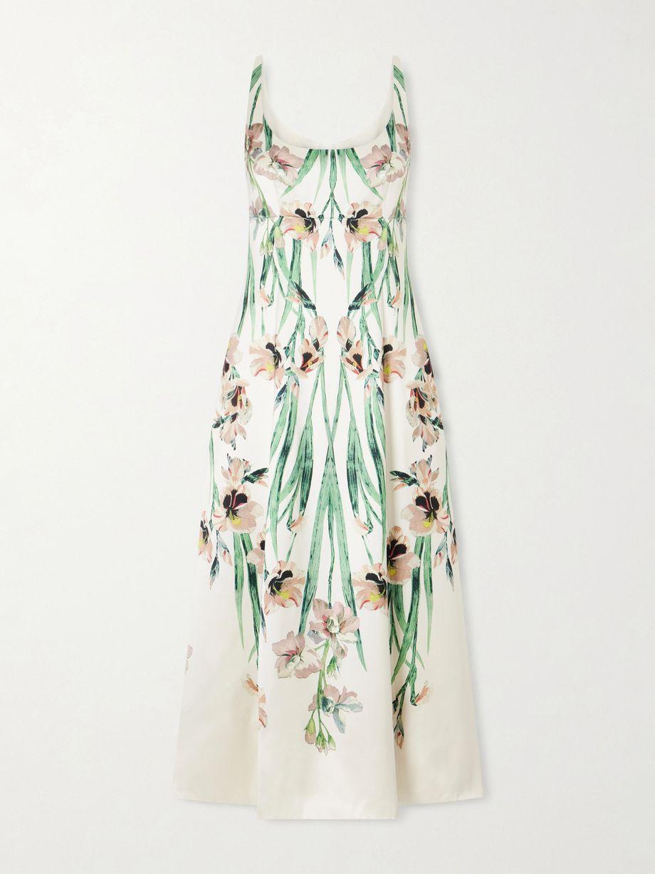 Duchess floral-print satin midi dress by ERDEM