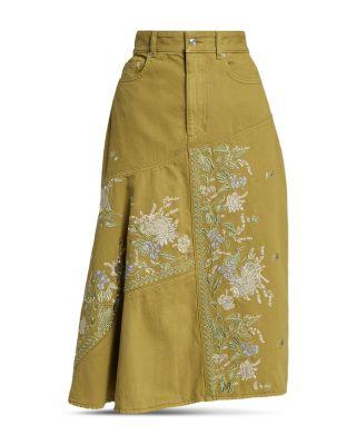 Embroidered Denim Skirt by ERDEM