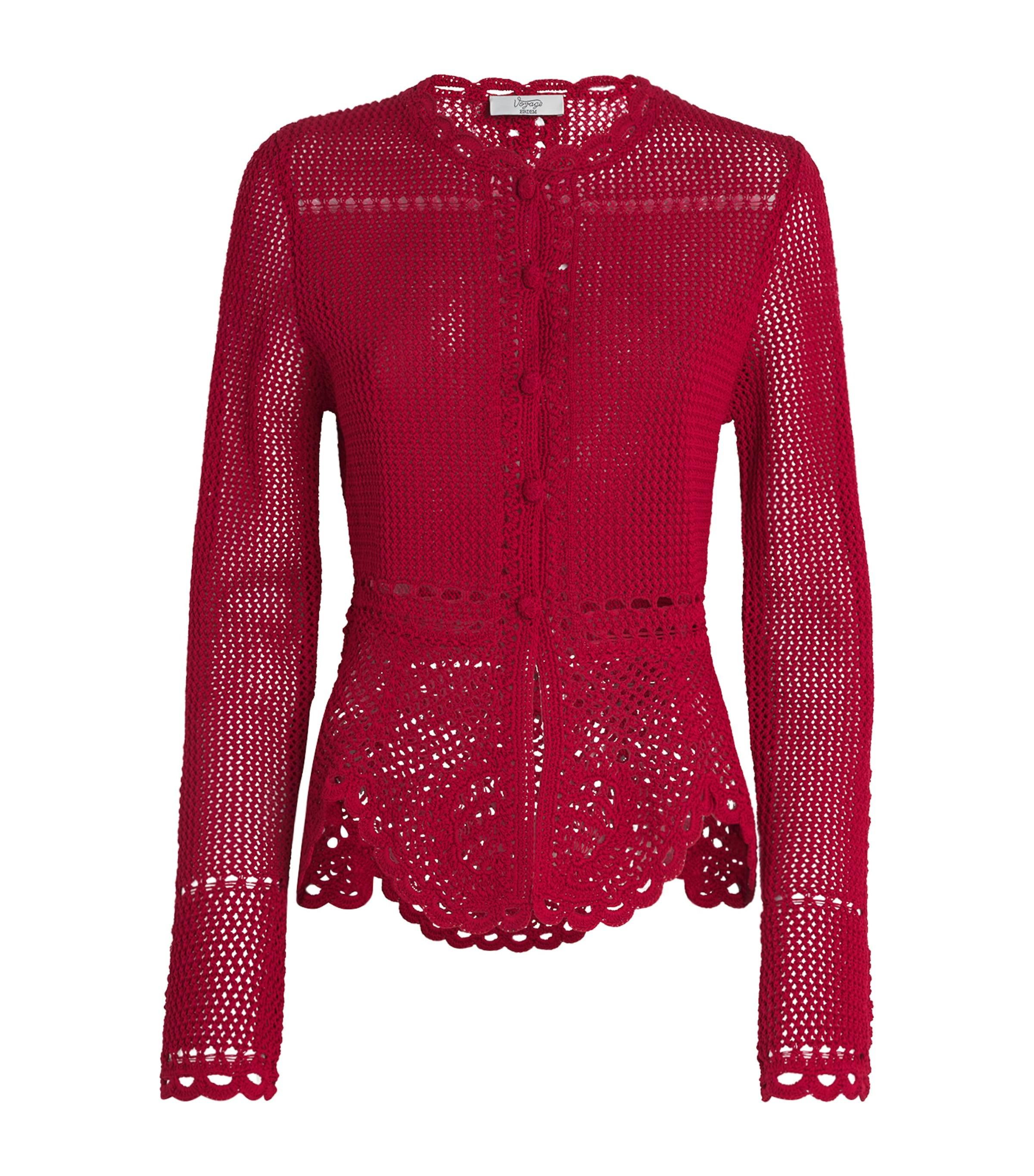 Erdem Cotton Crochet Peplum Cardigan by ERDEM