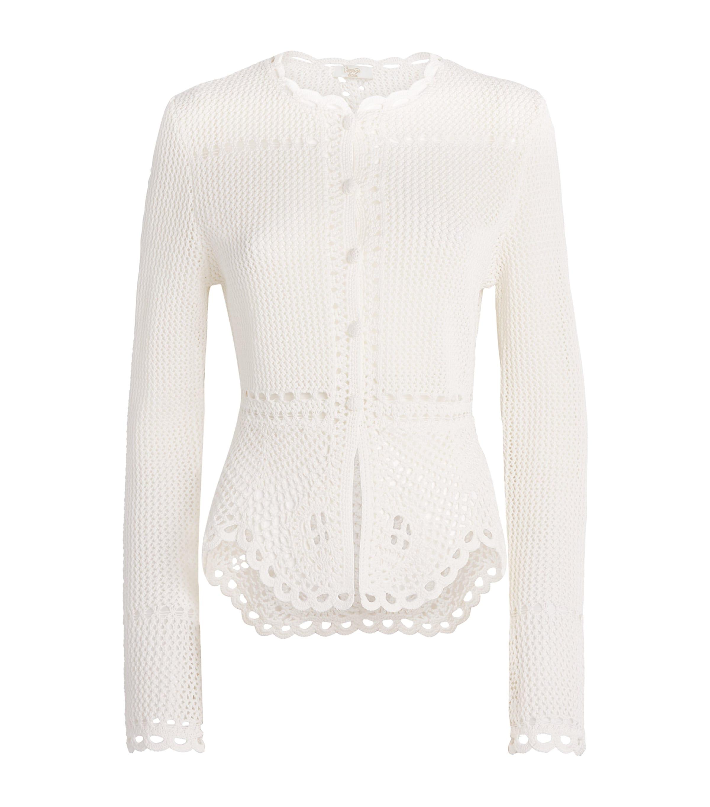 Erdem Cotton Crochet Peplum Cardigan by ERDEM