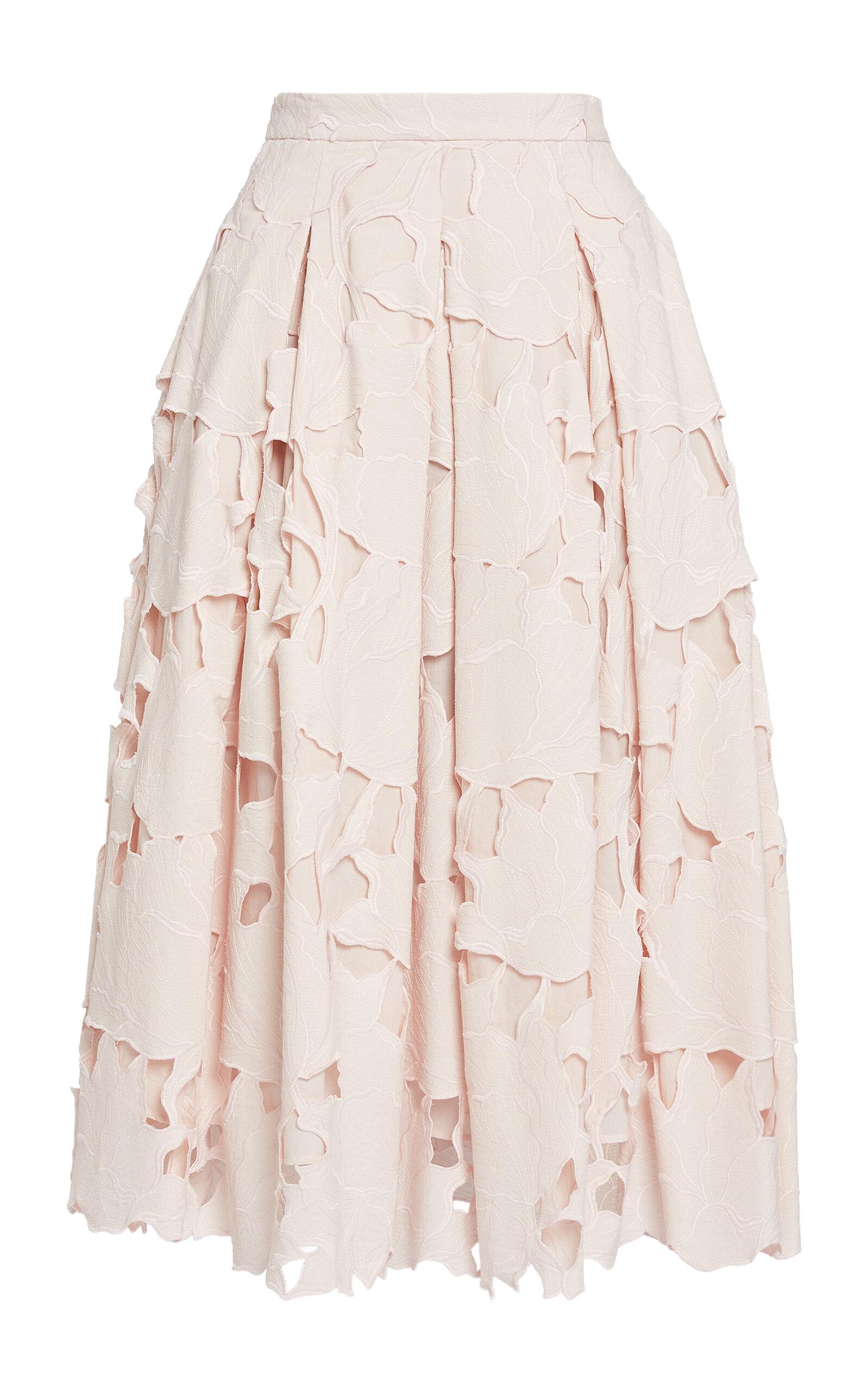 Erdem Cutout Cotton Blend Pleated Midi Skirt - Moda Operandi by ERDEM