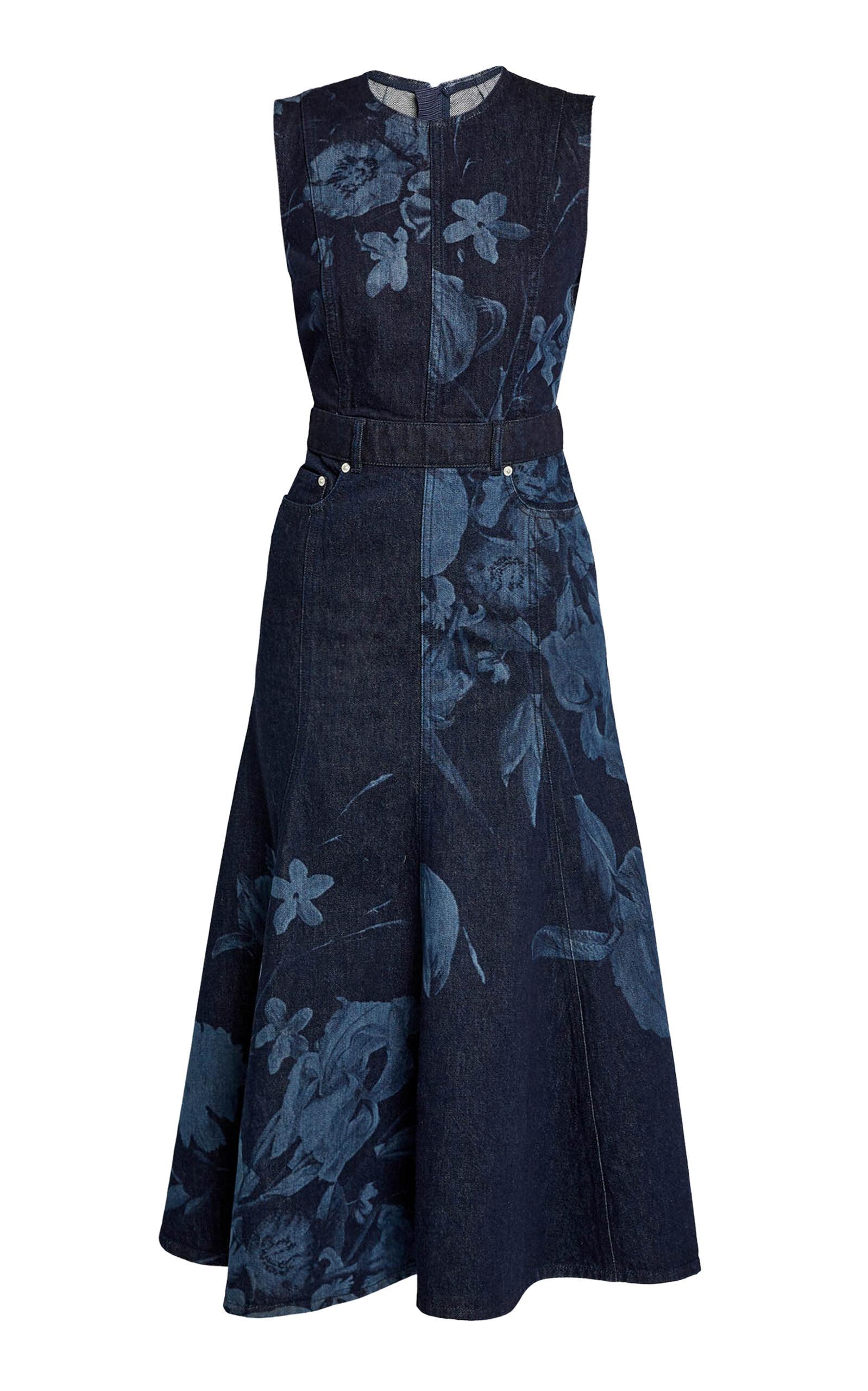 Erdem Embroidered Fluted Denim Midi Dress - Moda Operandi by ERDEM
