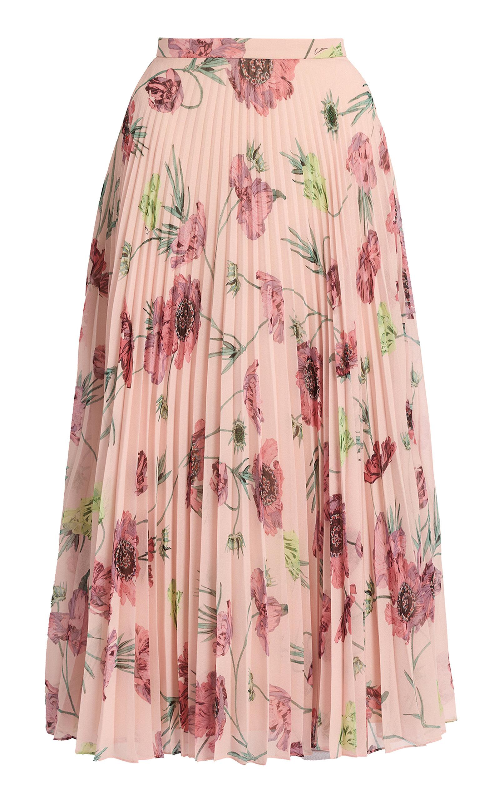 Erdem Floral Plisse Voile Midi Skirt - Moda Operandi by ERDEM