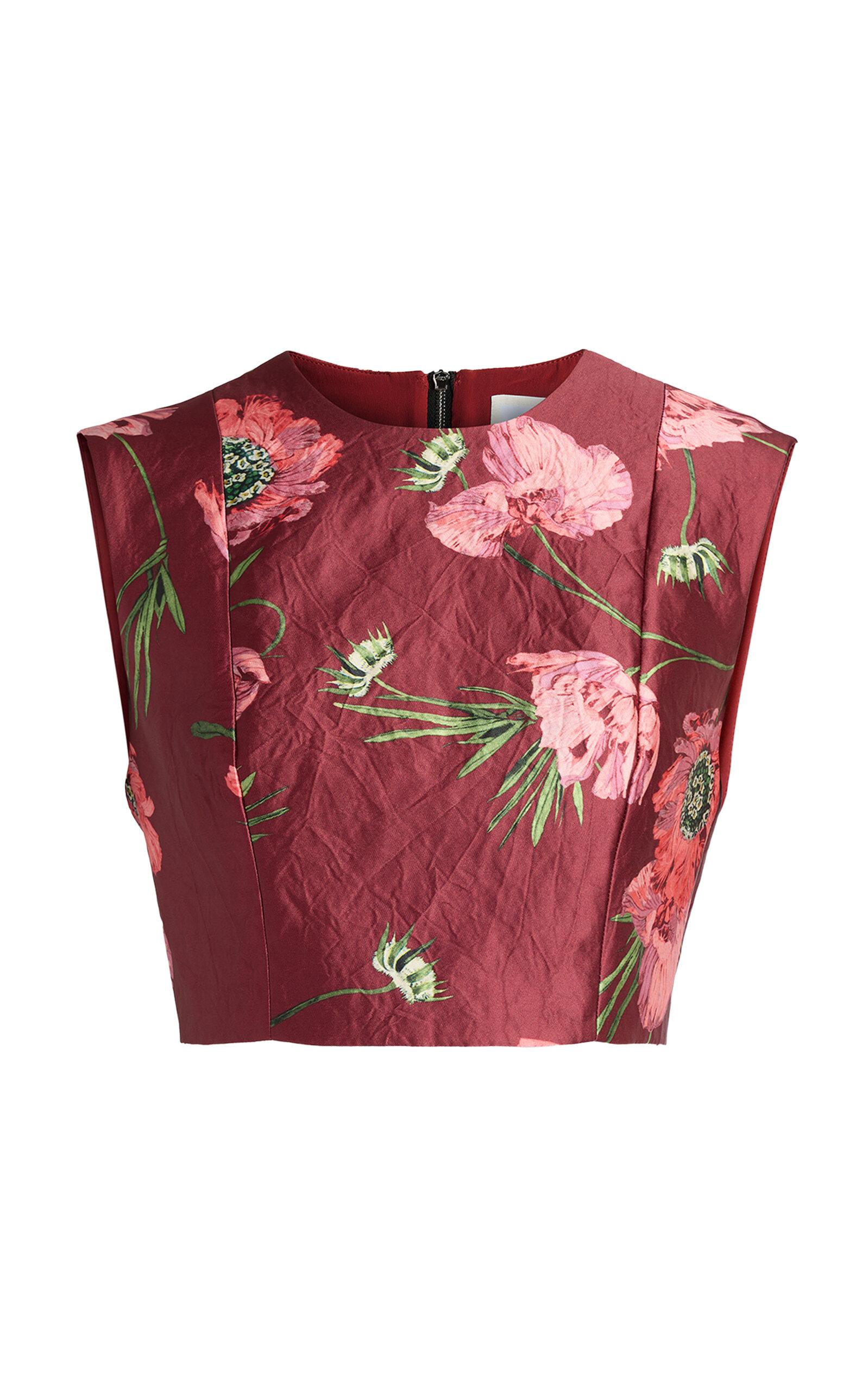 Erdem Floral Textured Satin Cropped Top - Moda Operandi by ERDEM