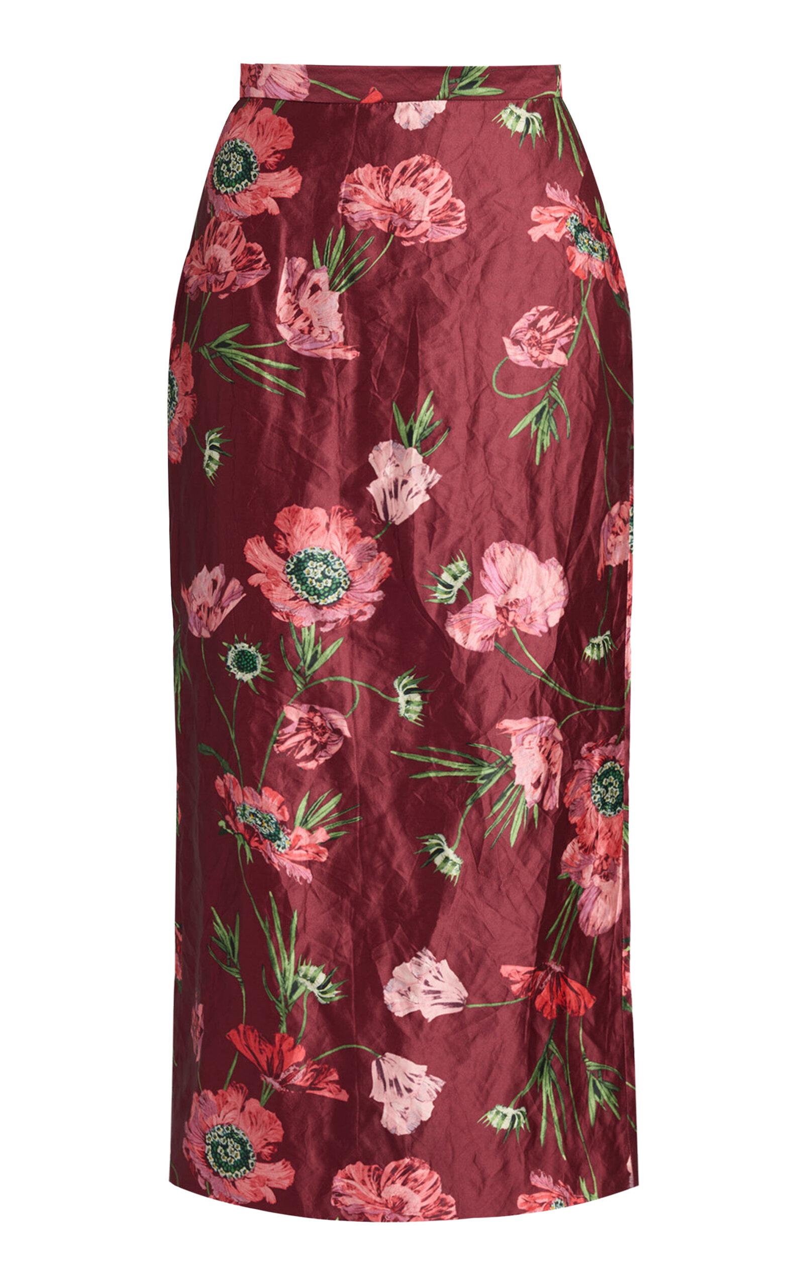 Erdem Floral Textured Satin Midi Skirt - Moda Operandi by ERDEM