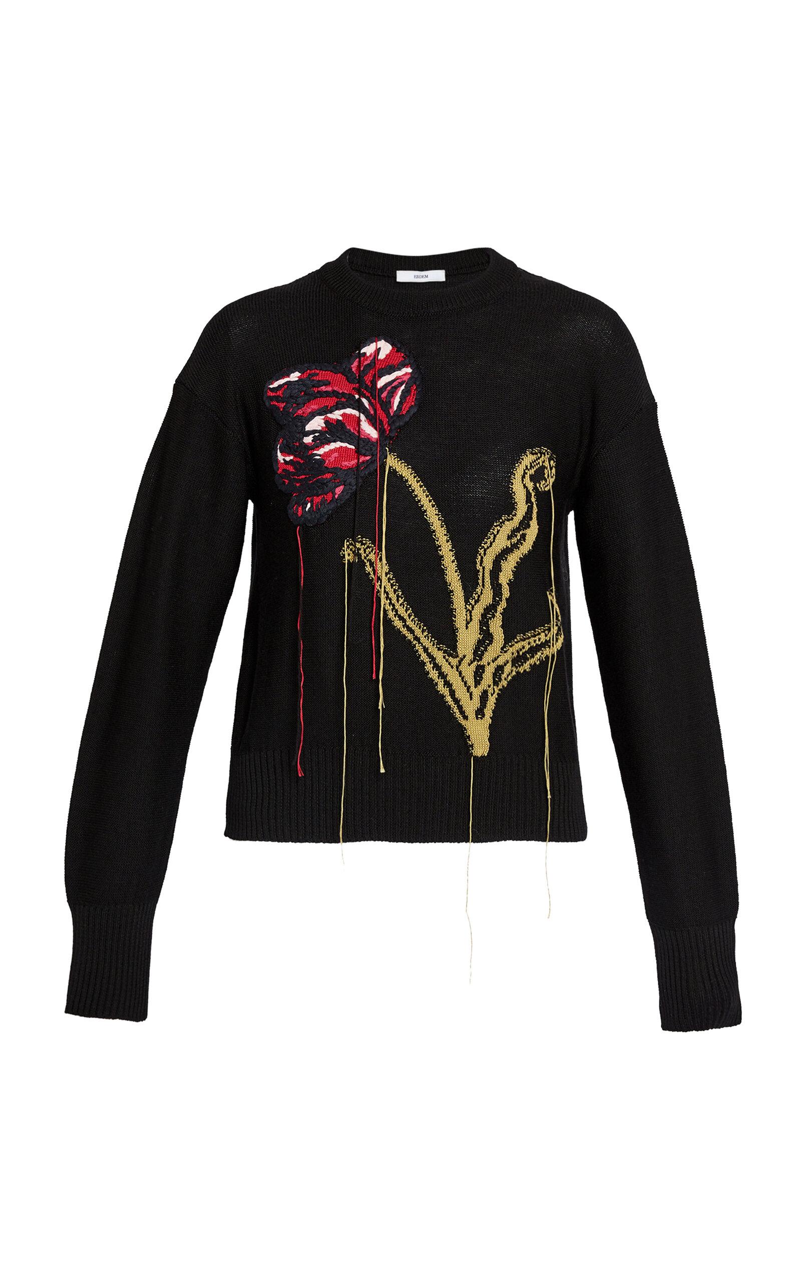 Erdem Flower-Embroidered Merino-Wool Sweater - Moda Operandi by ERDEM