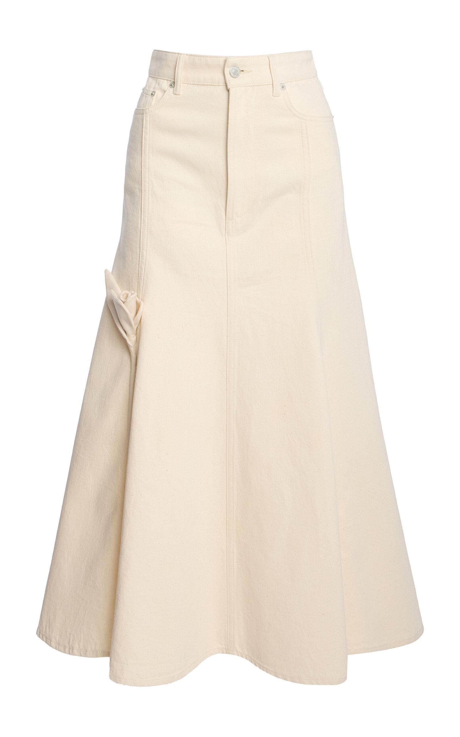 Erdem Fluted Denim Midi Skirt - Moda Operandi by ERDEM