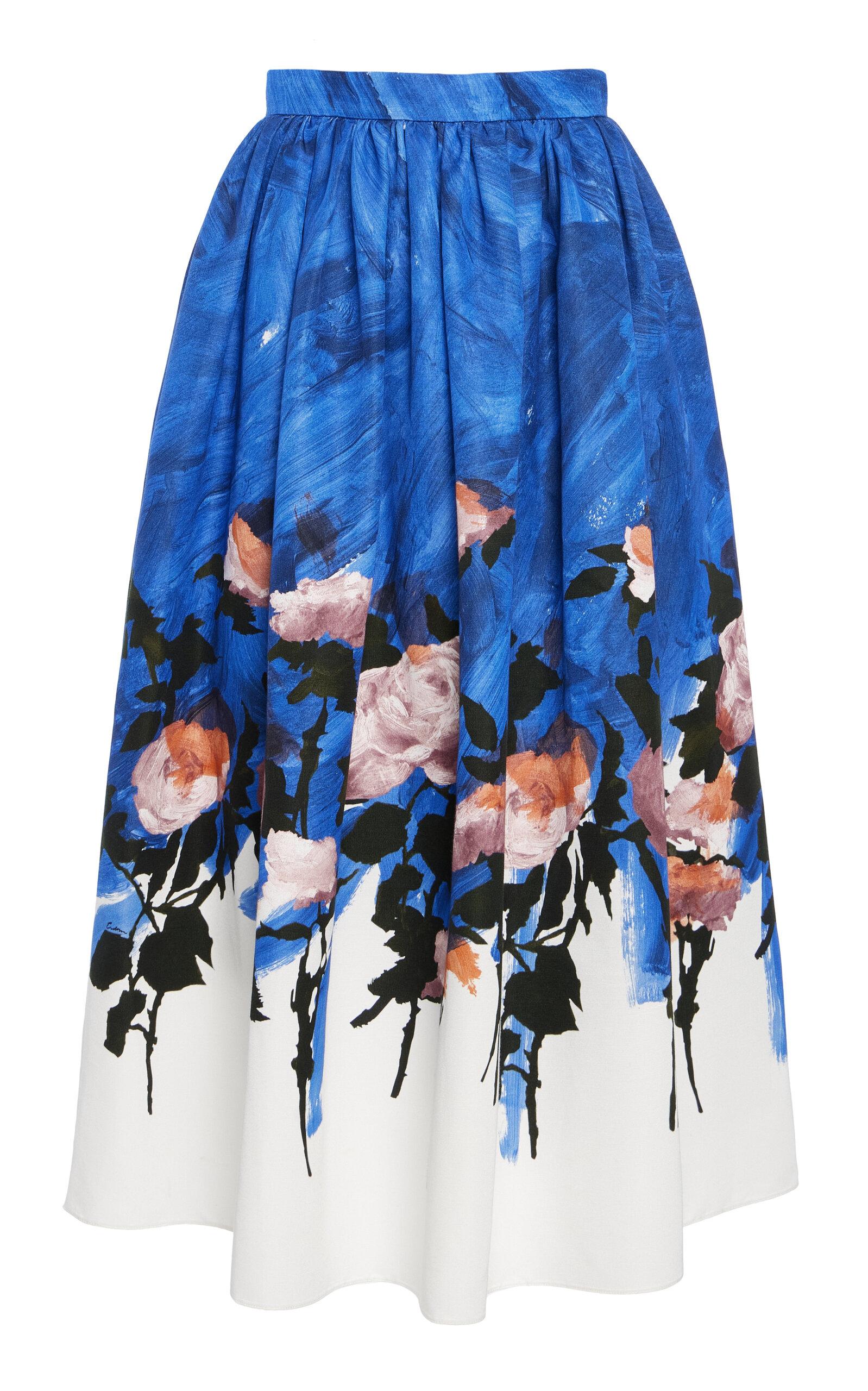 Erdem Gathered Cotton-Blend Midi Skirt - Moda Operandi by ERDEM