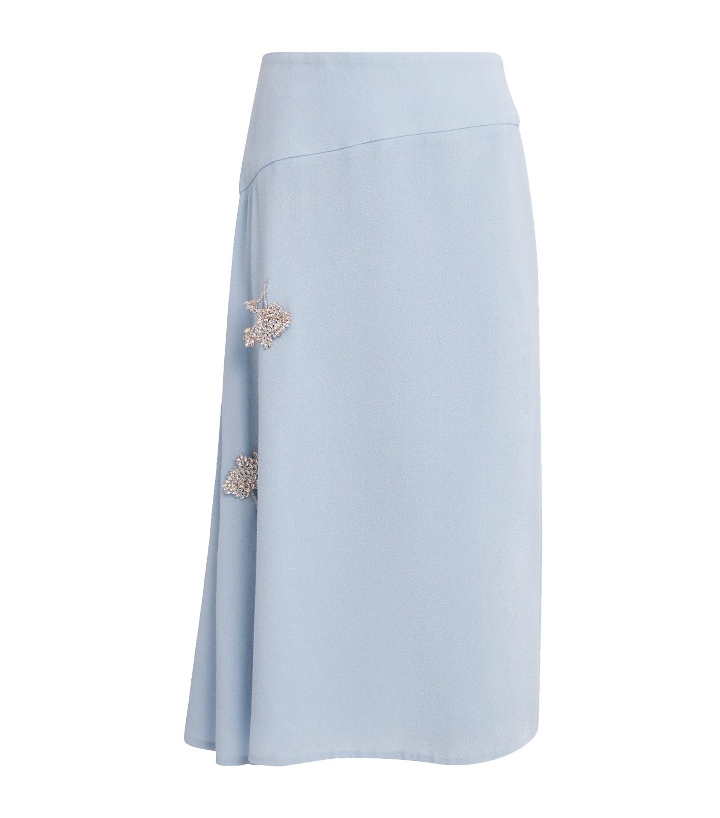 Erdem Wool Crepe Draped Midi Skirt by ERDEM