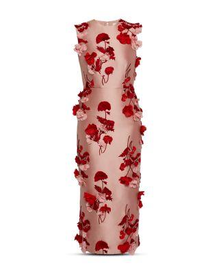 Floral Embroidered Mikado Sleeveless Midi Dress by ERDEM
