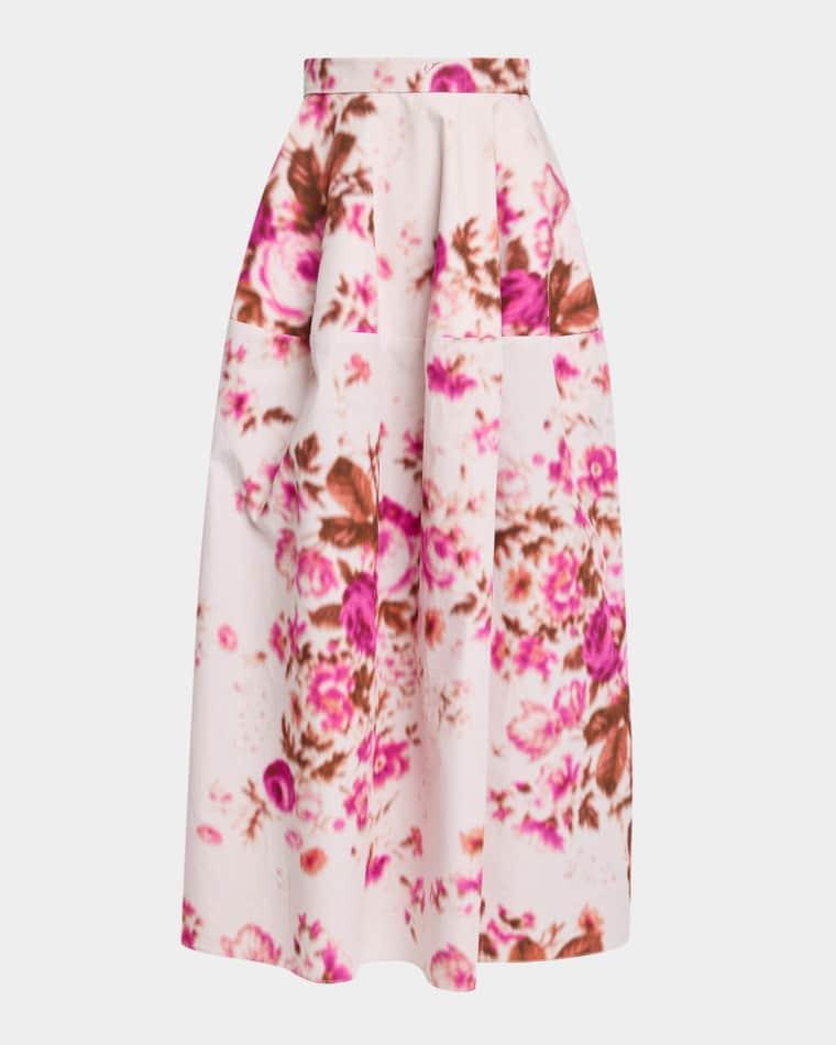 Floral-Print Cotton Midi Skirt by ERDEM