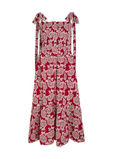 Floral-embroidered cotton-blend midi dress by ERDEM