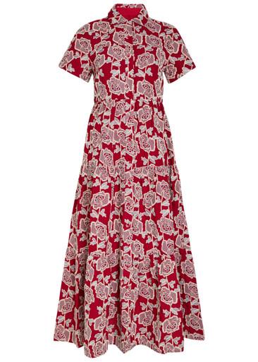 Floral-embroidered cotton-blend midi shirt dress by ERDEM