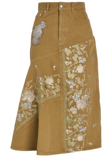 Floral-embroidered denim midi dress by ERDEM