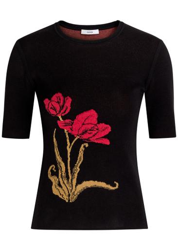 Floral-intarsia knit T-shirt by ERDEM