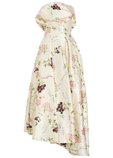 Floral-print crinkled satin midi dress by ERDEM