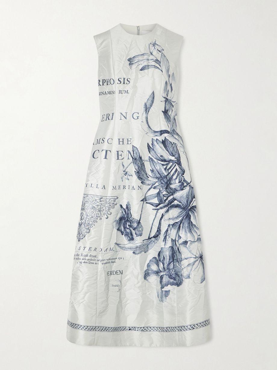 Floral-print crinkled-satin midi dress by ERDEM