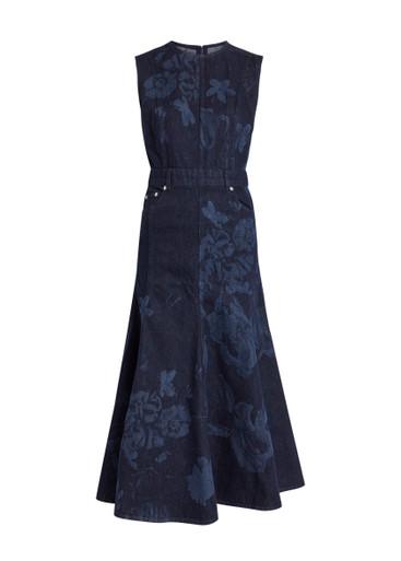 Floral-print denim midi dress by ERDEM