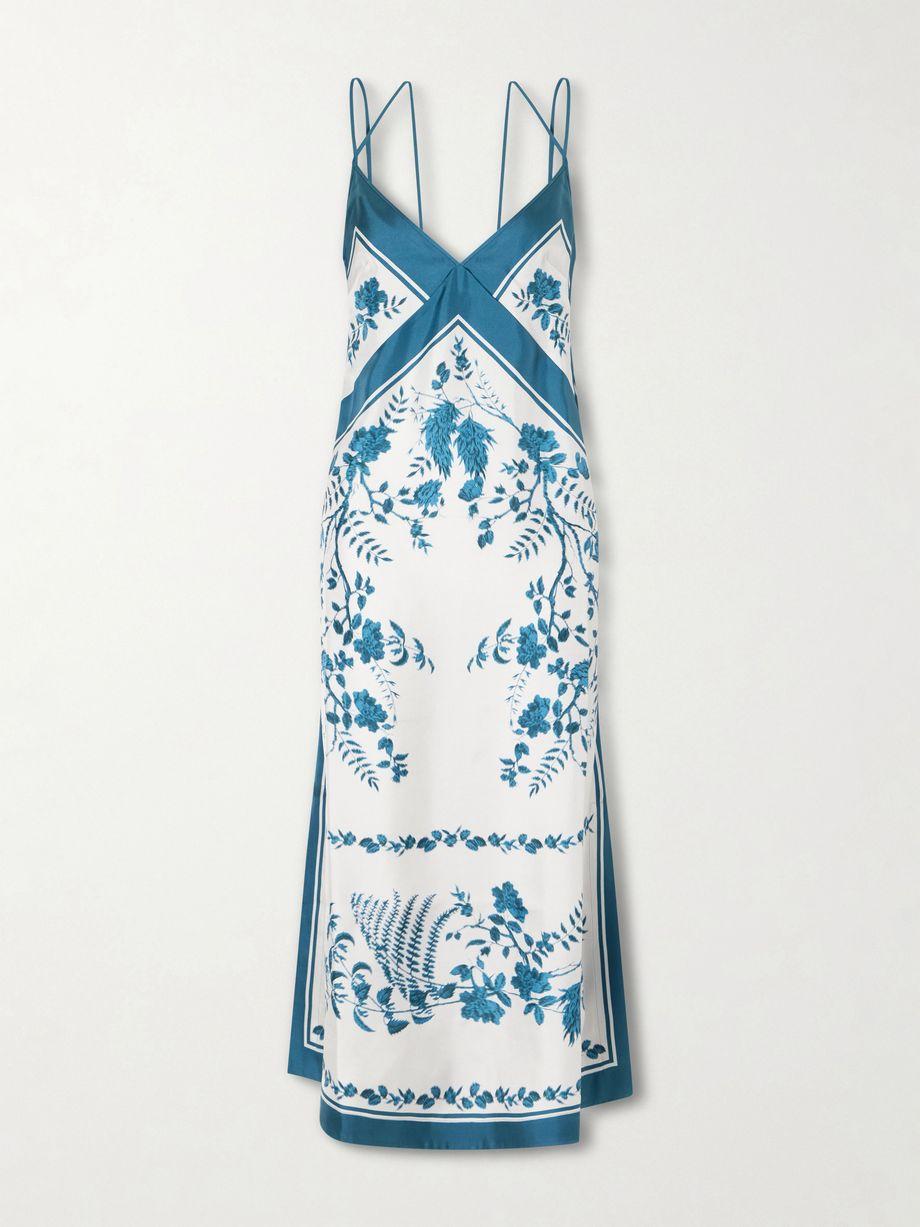 Floral-print silk-twill midi dress by ERDEM
