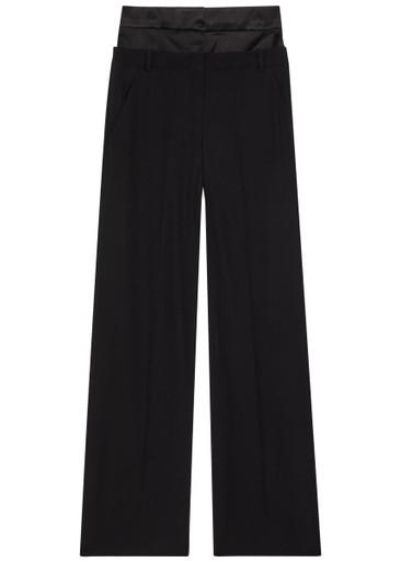 Layered-effect wide-leg wool trousers by ERDEM