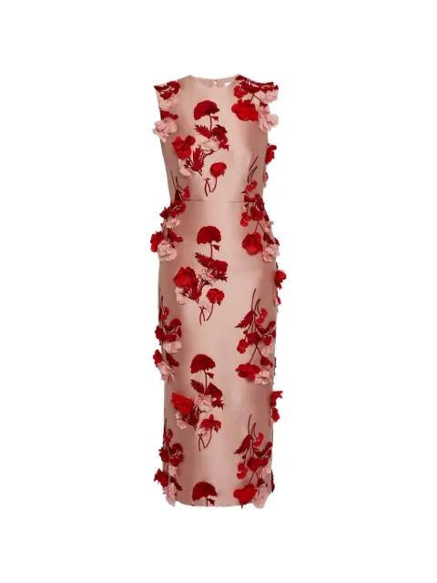 Mikado floral sleeveless pencil midi dress by ERDEM