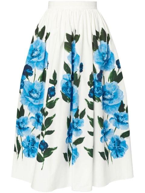 Painted Floral midi skirt by ERDEM