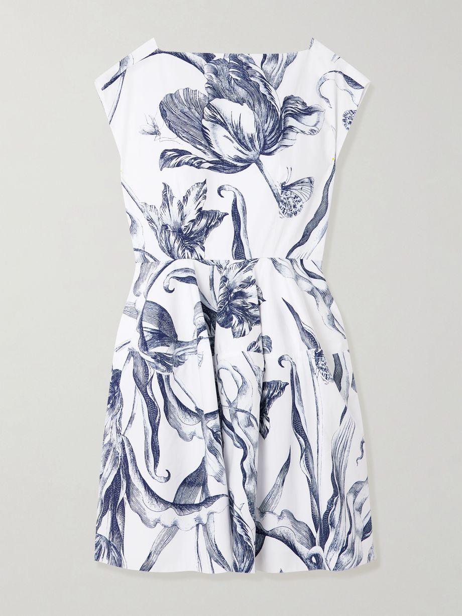 Pleated floral-print cotton-poplin mini dress by ERDEM