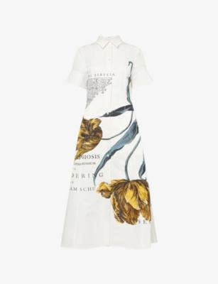 Printed Cotton-Blend Midi Shirt Dress by ERDEM Printed Cotton-Blend Midi Shirt Dress by ERDEM