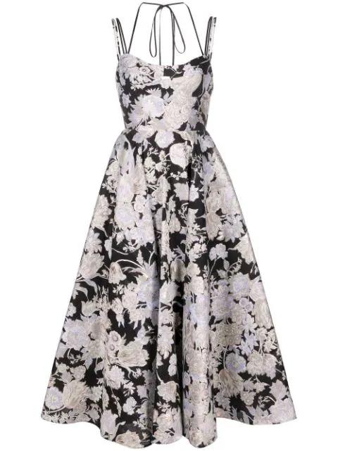 Rea floral-jacquard flared dress by ERDEM
