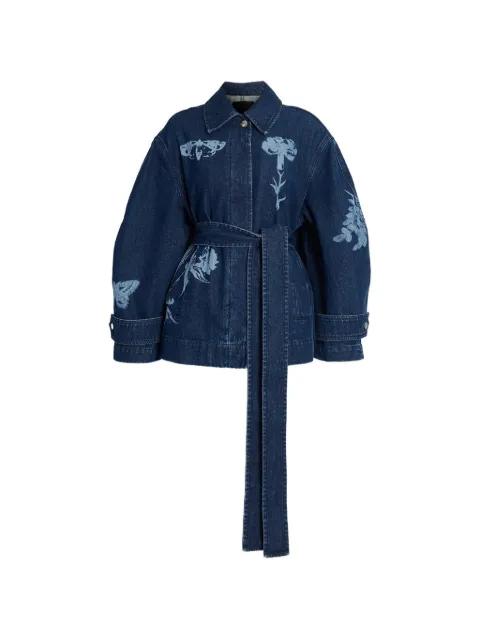 belted floral-print denim jacket by ERDEM