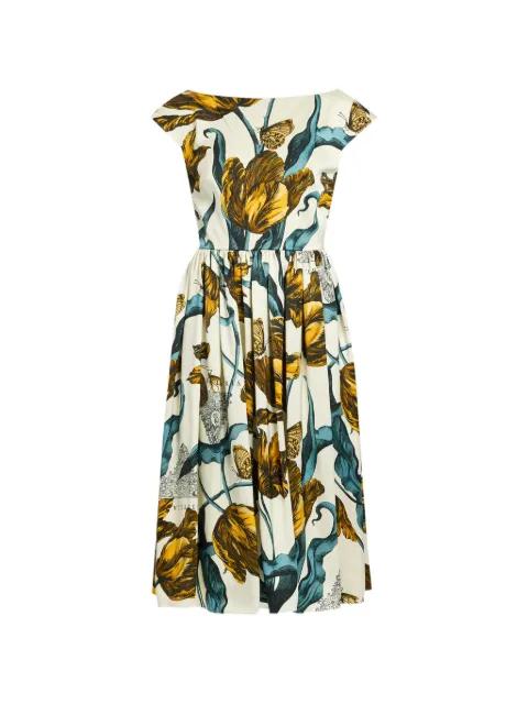 boat-neck floral midi dress by ERDEM