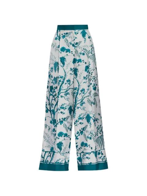 botanical-print silk trousers by ERDEM