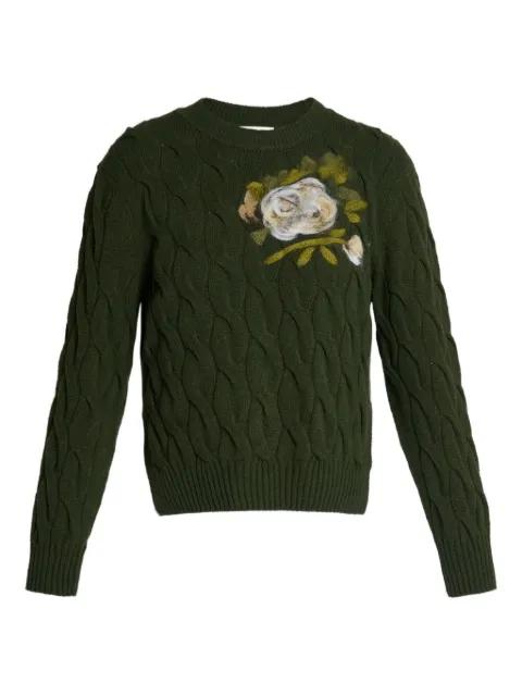 cable-knit floral-embroidered sweater by ERDEM