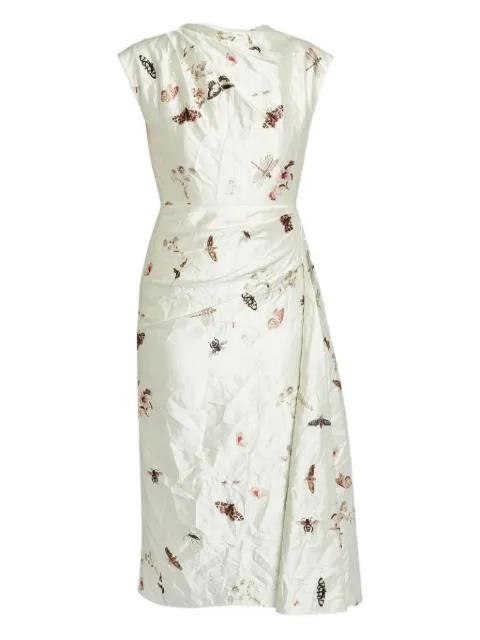 draped printed midi dress by ERDEM