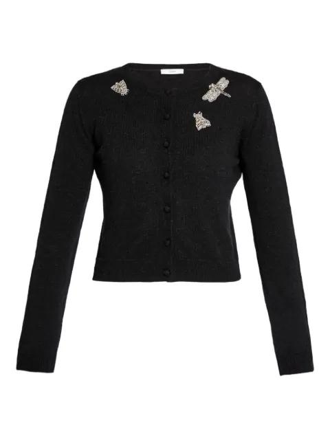 embellished crew neck cardigan by ERDEM