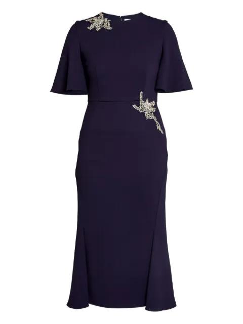 embellished flutter-sleeves midi dress by ERDEM