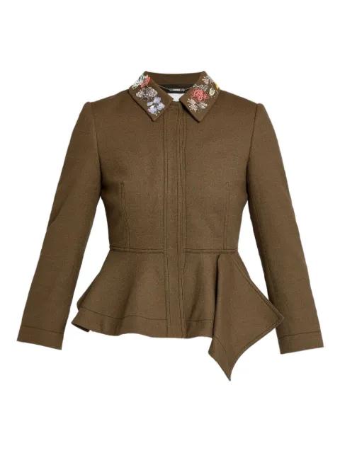 embroidered-collar peplum fitted jacket by ERDEM