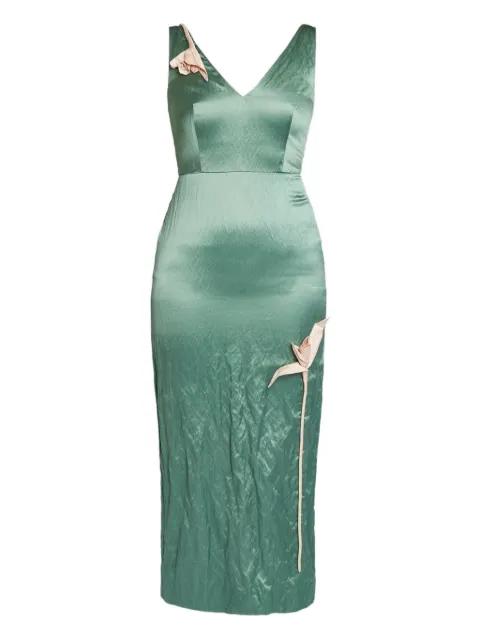 embroidered sleeveless satin midi dress by ERDEM