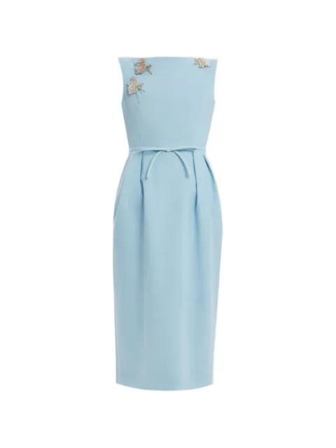 floral-brooches pencil dress by ERDEM
