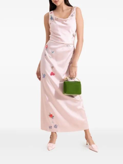 floral-embellished cowl-neck dress by ERDEM