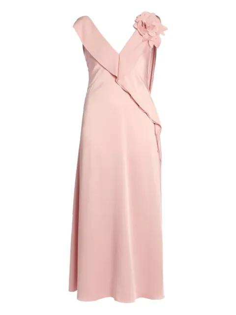 floral-embellished ruffled midi dress by ERDEM