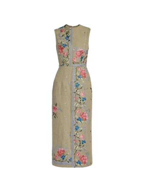 floral-embroidered midi dress by ERDEM