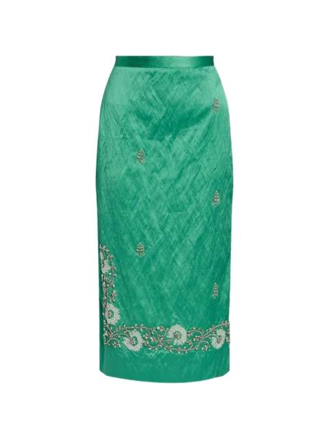floral-embroidered midi skirt by ERDEM