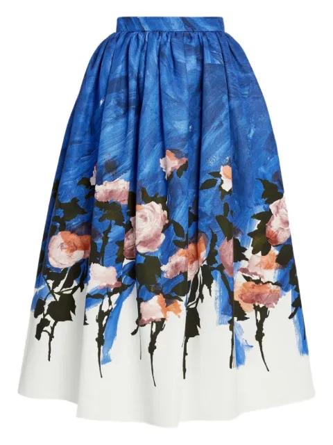 floral gathered midi skirt by ERDEM
