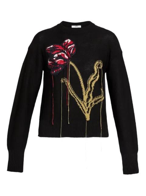 floral-intarsia crew-neck sweater by ERDEM
