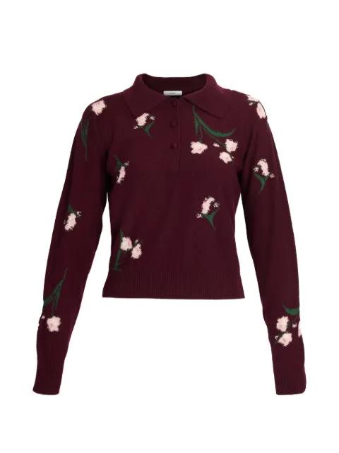 floral-knit polo shirt by ERDEM